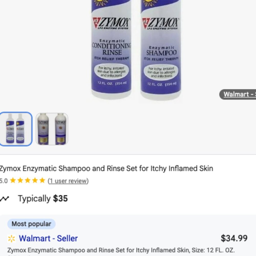 Zymox Enzymatic Pet Itch Relief Therapy Shampoo and Conditioning Rinse